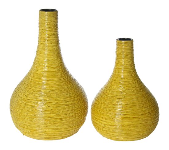 Vase Élégant Jaune En Céramique Pour Intérieur Chic