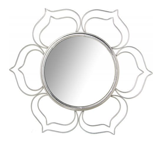 Miroir Élégance Florale En Métal Pour Décoration Murale