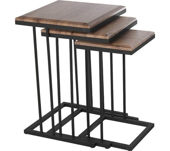 Table Gigogne Design Bois Et Métal Pour Salon Moderne