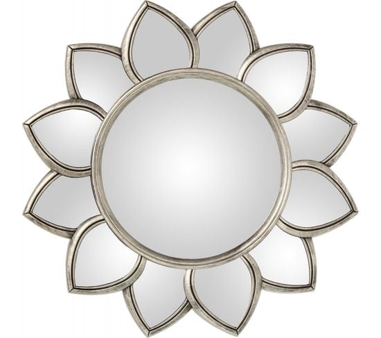 Miroir Élégance Florale En Résine Argentée