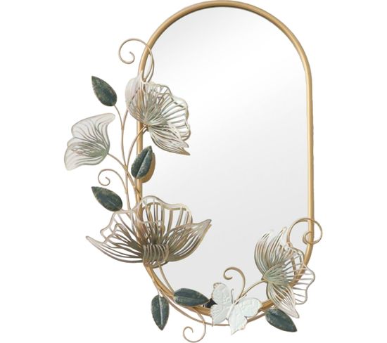 Miroir Floral Élégance Dorée Pour Décoration Murale