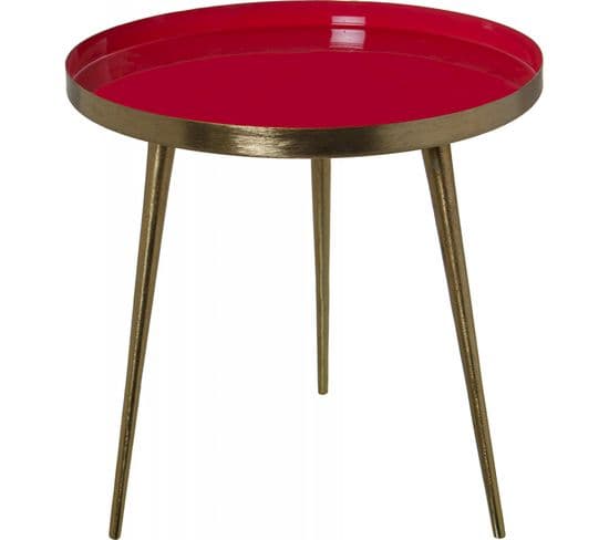 Table D'appoint Design Épuré En Métal Rouge Elegante