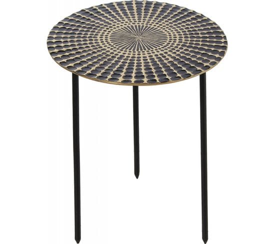 Table D'appoint Métal Noir Doré Au Design Chic