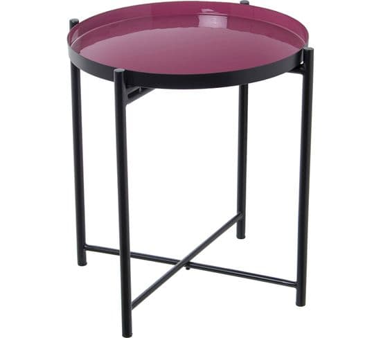 Table D'appoint Rose Et Noire Design Métal Élégant