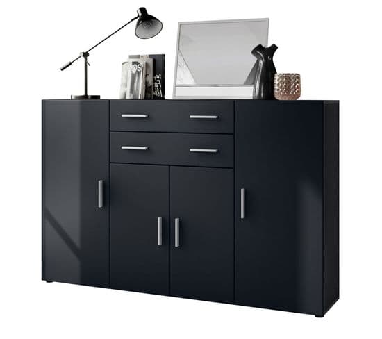 Buffet Anthracite Mat Et Noir Mat (lxhxp) : 166,5 X 106,5 X 35