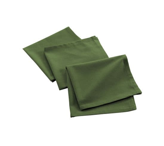 3 Serviettes De Table Coton Recycle Grand Mistral Vert