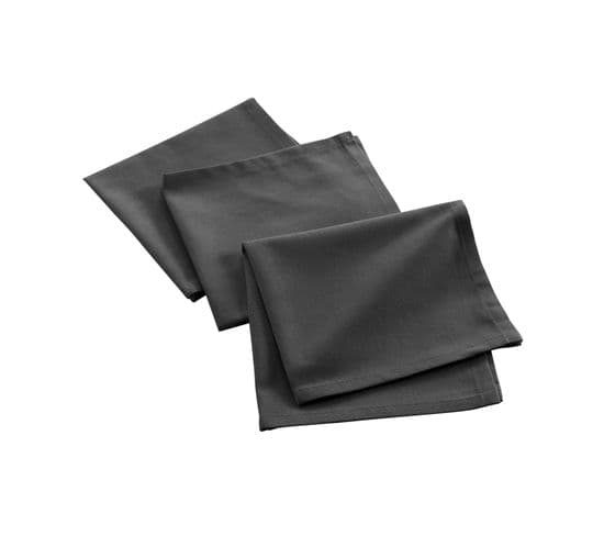 3 Serviettes De Table Coton Recycle Grand Mistral Anthracite