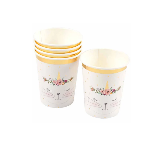 Set De 6 Gobelets En Carton Chat Licorne