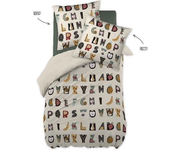 Parure Housse De Couette + Taie Alphabet En Farandole