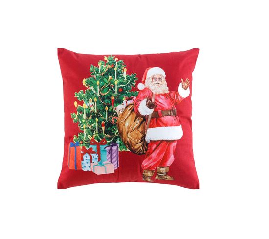 Coussin 40 X 40 Cm Pere Noel Et Sa Hotte