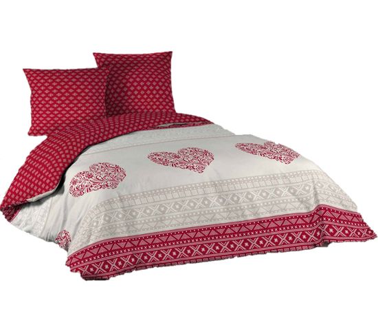 Housse Couette + Taies 220 X 240 Cm Trendre Coeur