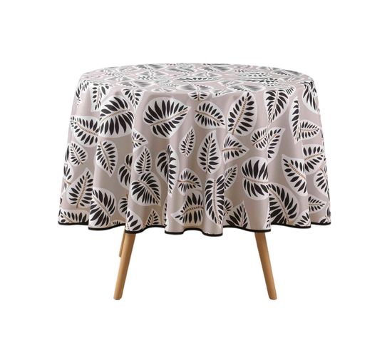 Nappe Ronde 180 Cm Feuilles Alma Noir