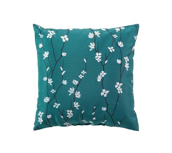 Coussin 45 X 45 Cm Fleur De Sakura Emeraude