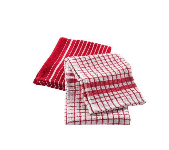 Lot De 2 Torchons Eponge 50 X 70 Cm Classico Rouge