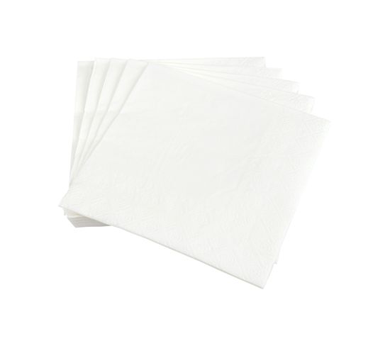 Lot De 20 Serviettes En Papier 33 X 33 Cm Tendance Uni Blanc