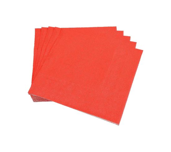 Lot De 20 Serviettes En Papier 33 X 33 Cm Tendance Uni Rouge