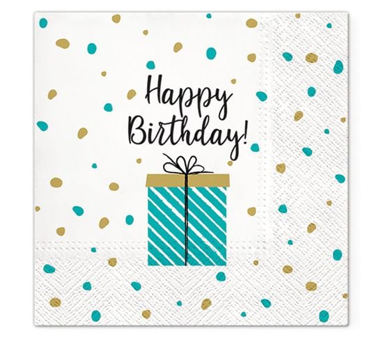 Lot De 20 Serviettes En Papier 33 X 33 Cm Happy Birthday