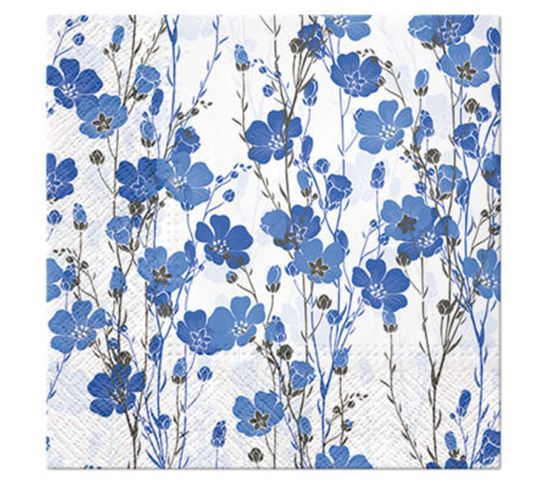 Lot De 20 Serviettes En Papier 33 X 33 Cm Lin Bleu