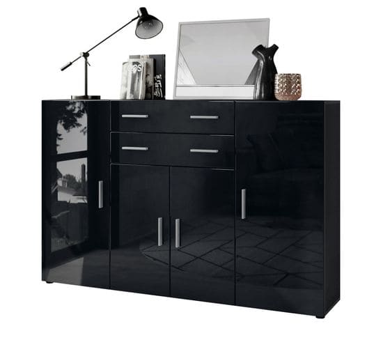 Buffet Anthracite Mat Et  Noir Laqué  (lxhxp) : 166,5 X 106,5 X 35