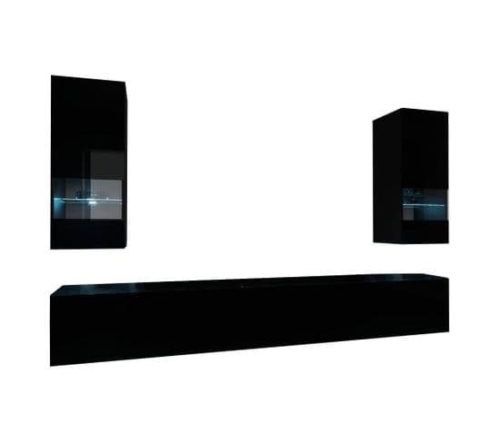 Ensemble Meuble TV Sezana Noir - 203-226-249-273 Cm - Dimensions: 1c