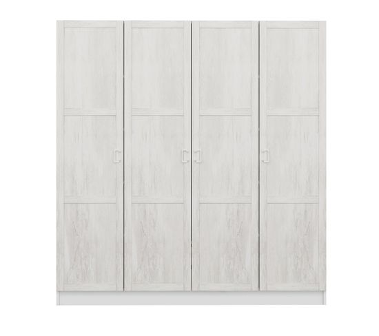 Armoire Dégringolé 4 Portes 2 Tiroirs Blanc 190 X 52 X 180cm