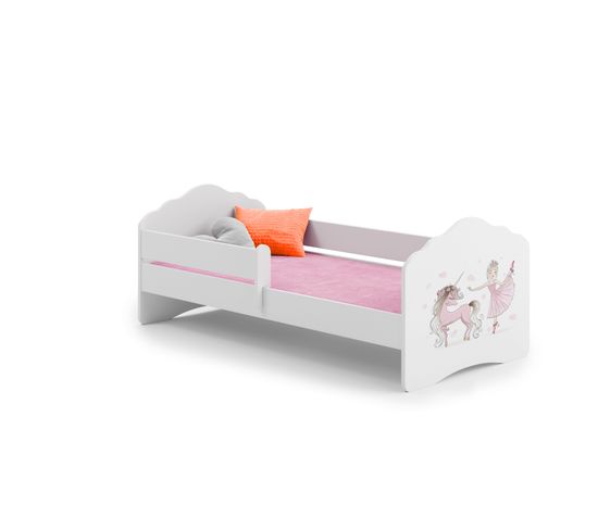 Lit Enfant Fiona - Princesse Et Licorne Roses - 160 Cm X 80 Cm