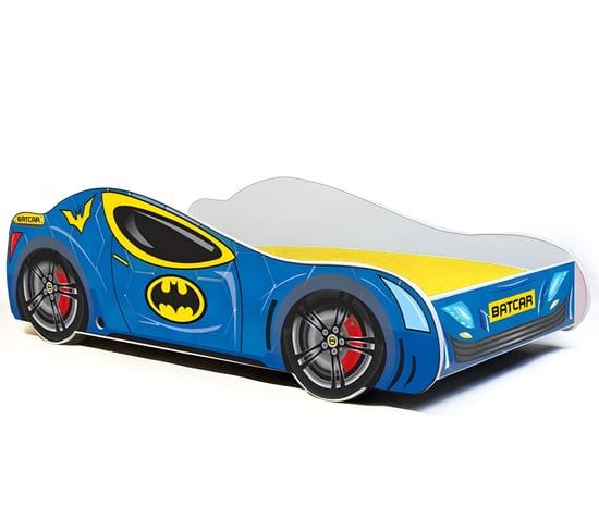 Lit Enfant Voiture De Batman Batcar Bleu Avec Et Sommier Inclus - 160 Cm X 80 Cm