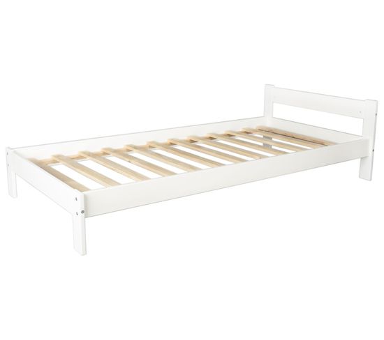 Lit D'enfant En Bois Natrurel 190x90cm : Alliance Du Style Classique Et Scandinave - Blanc