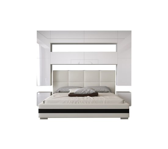 Tête De Lit Avec Rangement Armoire - Pont De Lit Panama 4/hg/w/2-1c Blanc/blanc Brillant