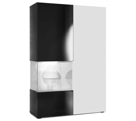 Vitrine Noir Mat, Brillant   Et Blanc Mat  (lxhxp) : 91,5 X 136,5 X 37 Cm