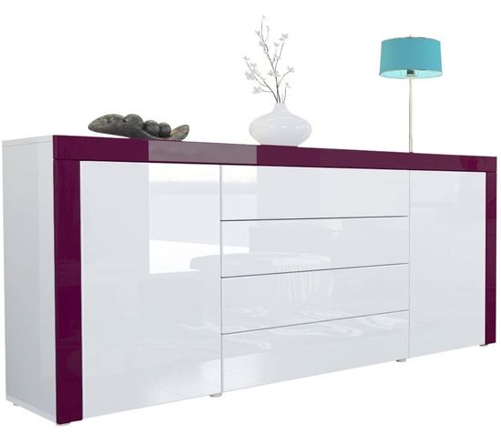 Buffet Blanc Et Mûre Brillant   (hxlxp) :  72 X 167 X 35 Cm