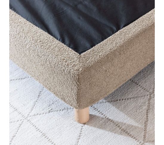 Cache-sommier Bouclette Intégral Beige 90x190 Cm