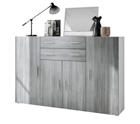 Buffet Blanc Mat Et Avola Anthracite  (lxhxp) : 166,5 X 106,5 X 35