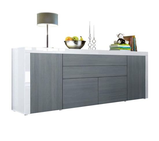 Buffet Avola-anthracite Et  Blanc Haute Brillance (hxlxp) : 72 X 200 X 35