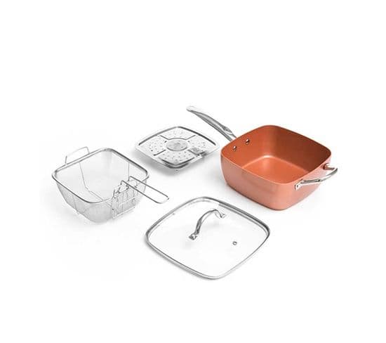 Poêle Multifonctions Copper 5 In 1 Tous Feux Cuisson Vapeur Au Four Friteuse