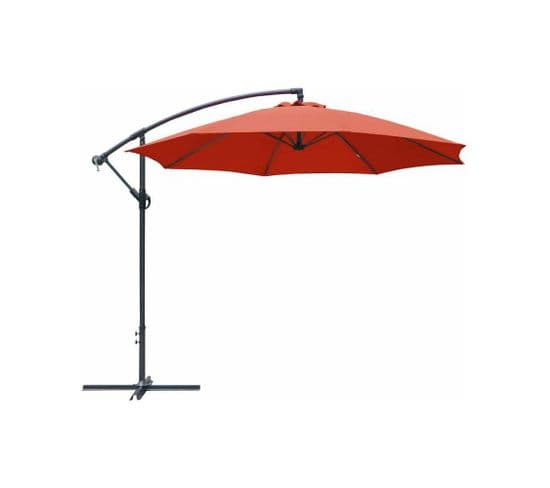 Parasol Rond Déporté Inclinable Avec Pied En Croix Paprika