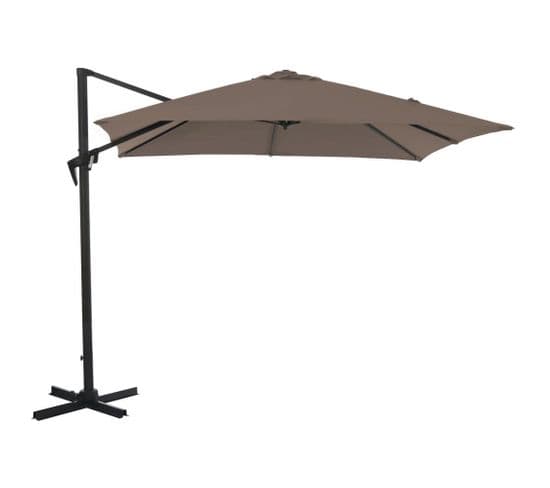 Parasol Déporté Carré En Aluminium 2,5x2,5m Roma Taupe