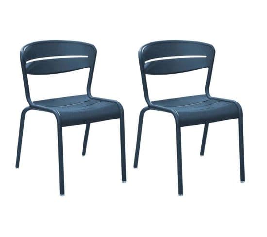 Chaises Terrasse En Aluminium Haora (lot De 2) Bleu