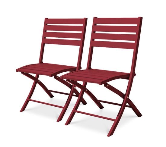 Lot De 2 Chaises De Jardin En Aluminium Rouge Carmin - Marius