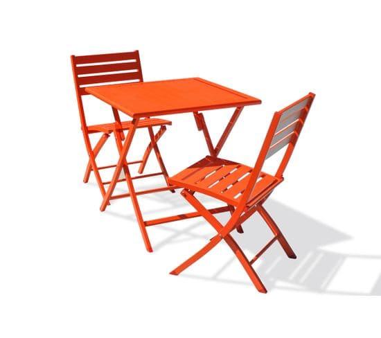 Ensemble Repas De Jardin 2 Places En Aluminium Orange - Marius