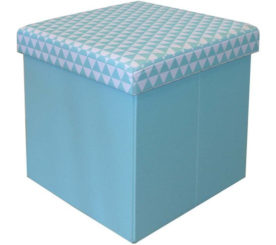 Pouf Coffre Carré Pliable Scandinave Bleu