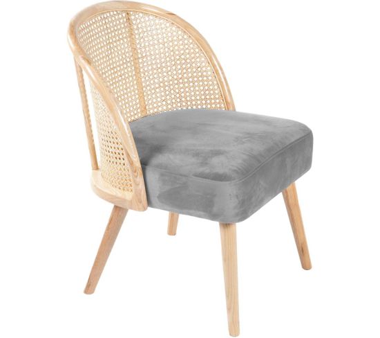 Fauteuil Cosy Effet Velours Gaspard Gris