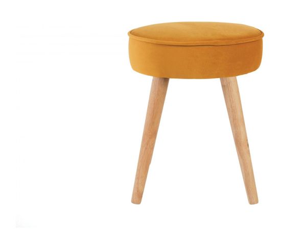 Tabouret En Velours Jaune Velvet