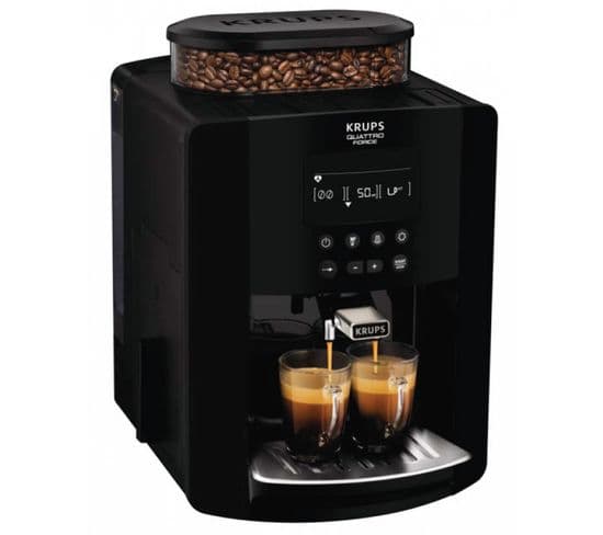 Machine À Expresso Broyeur Arabica Quattro Force Noire Avec Écran Lcd - Yy3074fd