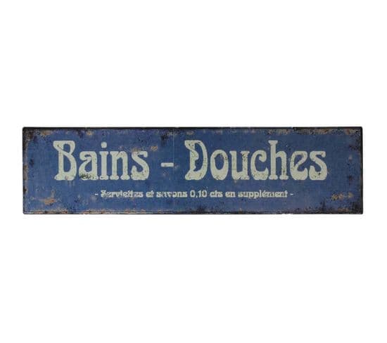 Plaque Publicitaire Bains-douches Bleue Antique