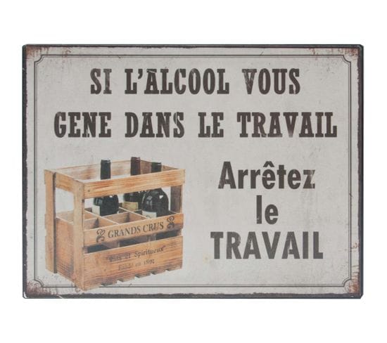 Plaque En Métal Humour 21 X 15 Cm Si L'alcool Vous Gêne...