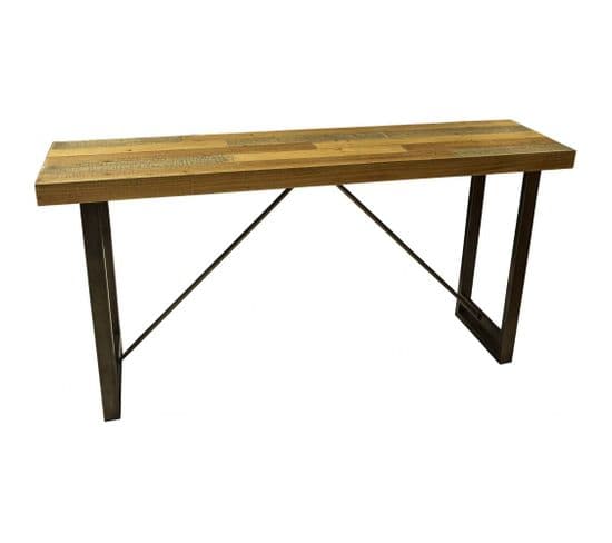 Console En Fer Et Bois 160 X 40 X 80 Cm