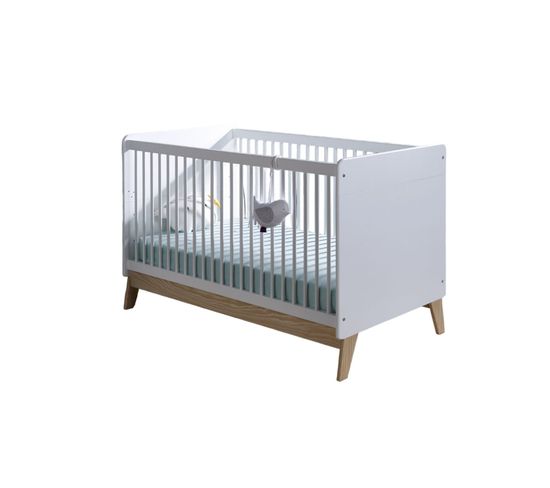 Lit Bébé Évolutif 70x140 Haxo Blanc et Pin