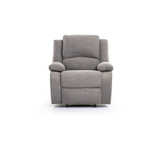 Relax Fauteuil Relaxation - Tissu Gris - Style Contemporain - L 86 X P 90 Cm