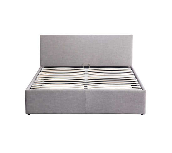 Cadre De Lit Edgar Avec Sommier Relevable À Lattes En Tissu -  Gris Clair, Largeur - 140 Cm